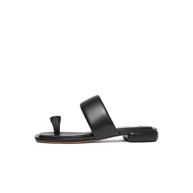 百丽xTOGGLER联名戒指一字拖女2023夏季新款趣味凉拖3XWB1BT3 黑色 37