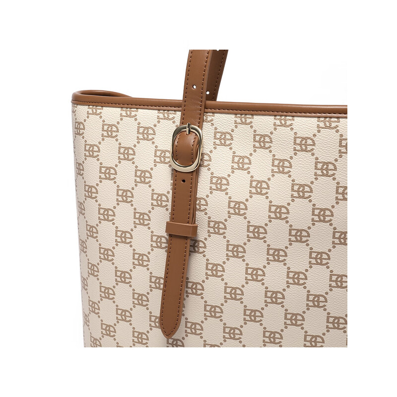 百丽包包女2023冬季新款复古通勤大容量单肩手提托特包X9223DX3预售 杏色 F