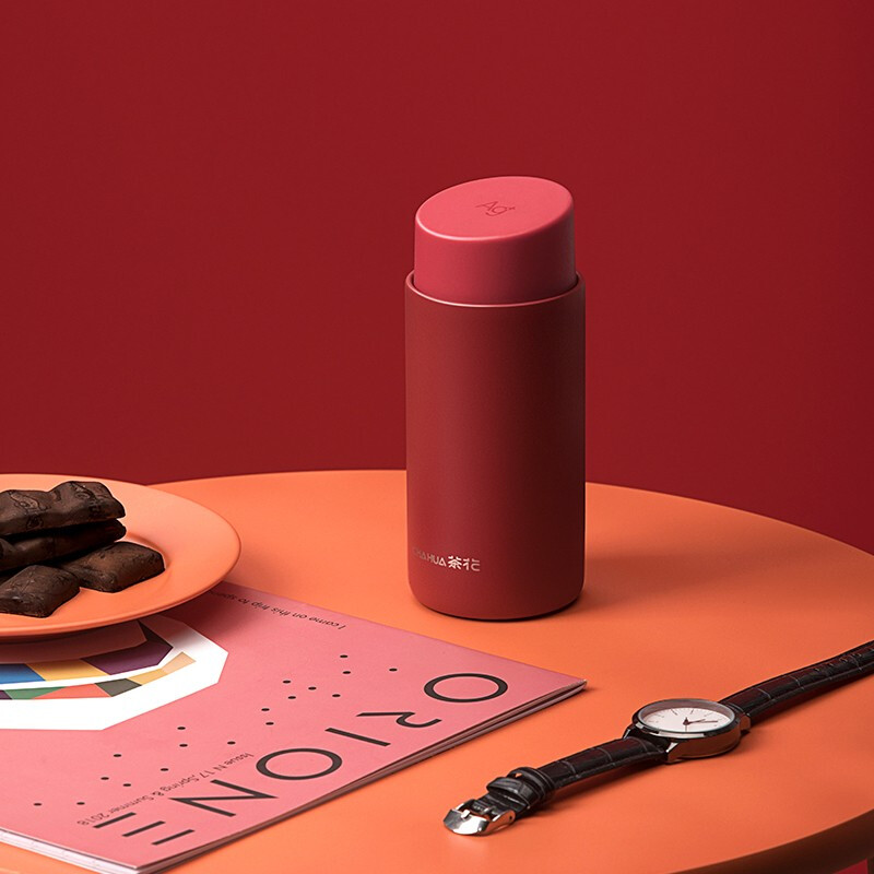 茶花mini口红保温杯女随手随行杯夏季便携个性潮流创意可爱水杯 奶茶色