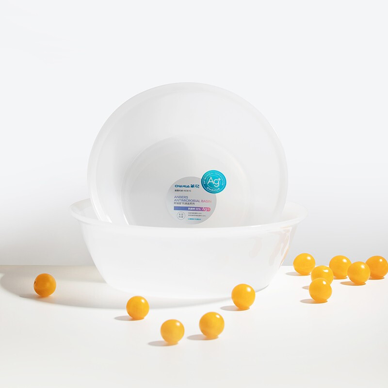 茶花银离子抗菌加厚脸盆塑料脚盆洗PP新生婴儿童大小脸盆洗菜盆 【抗菌款大号】圆盆