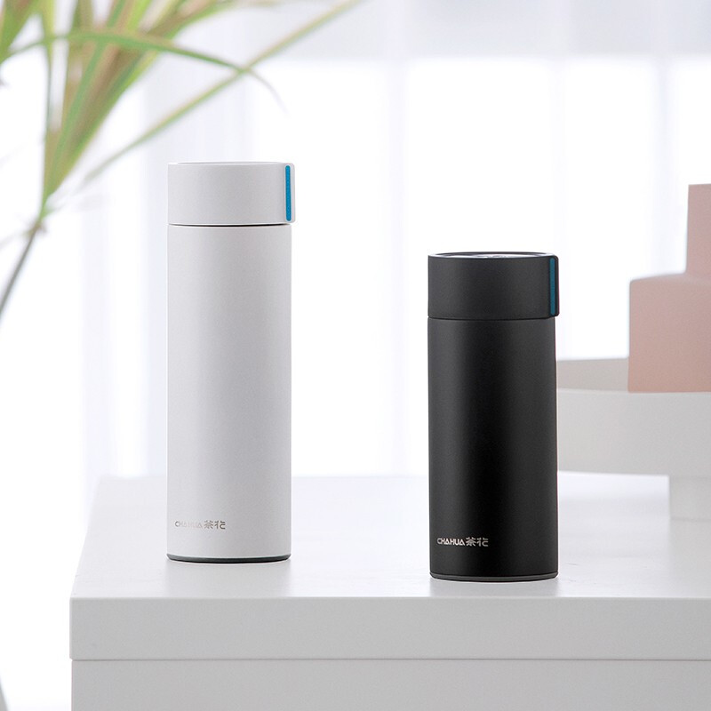 茶花（CHAHUA）不锈钢保温杯男女户外旅行水杯便携防滑学生茶杯时尚茶杯外带 白色 450ml