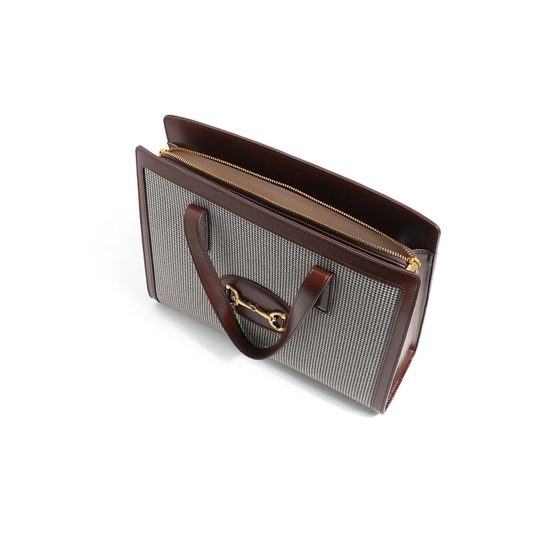 百丽复古质感千鸟格大容量托特包单肩手提包X6417DX2 红色 F