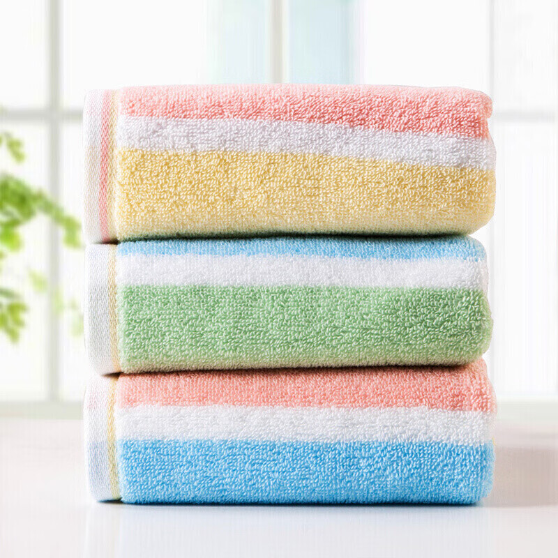 金号 毛巾家纺 A类纯棉毛巾洗脸面巾 清爽条纹 厚实吸水 单条装 黄 91g 68*34cm