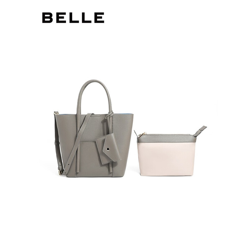百丽时尚托特包女商场同款质感简约手提斜挎BL032CX2 灰色 F