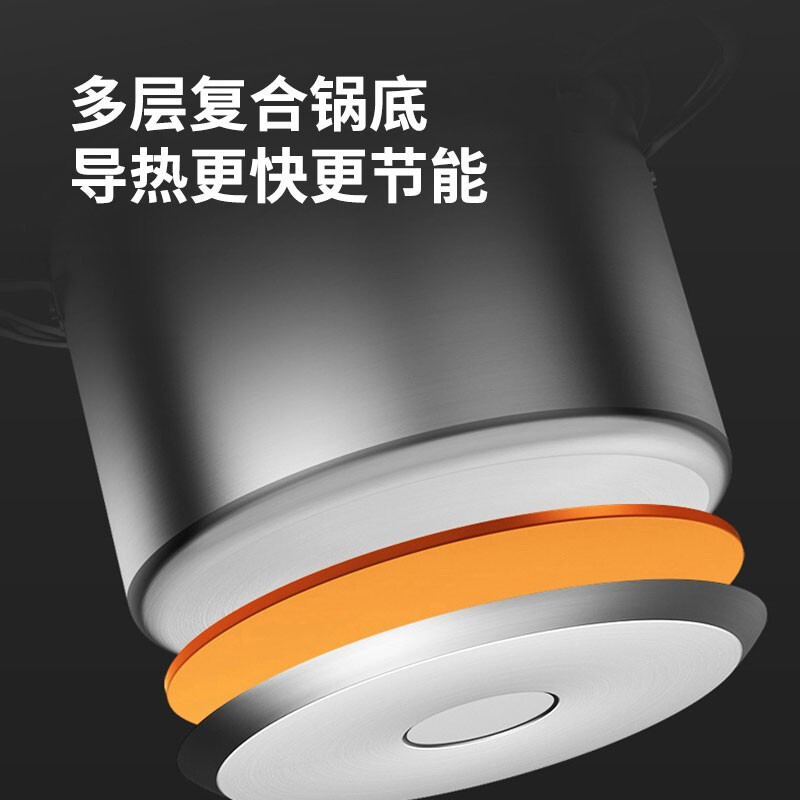 康巴赫汤锅304不锈钢煲锅炖汤锅德式直身复底多用锅22cm