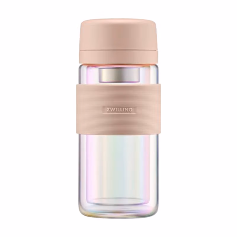 双立人双层玻璃茶滤杯粉色310ml 1026355