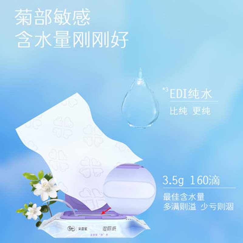 洁柔湿厕纸 朵蕾蜜 99.9%除菌40片*5包 富含马鞭草精华 私处卫生清洁