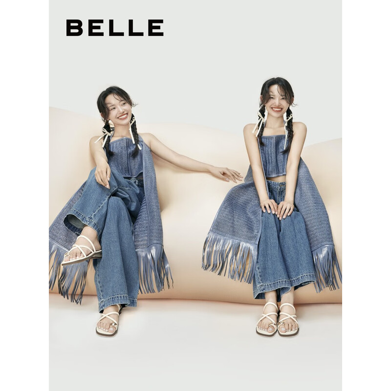 百丽简约夹趾一字拖女2023夏季新商场同款日常凉拖Z5R1DBT3 米白-凉拖 40