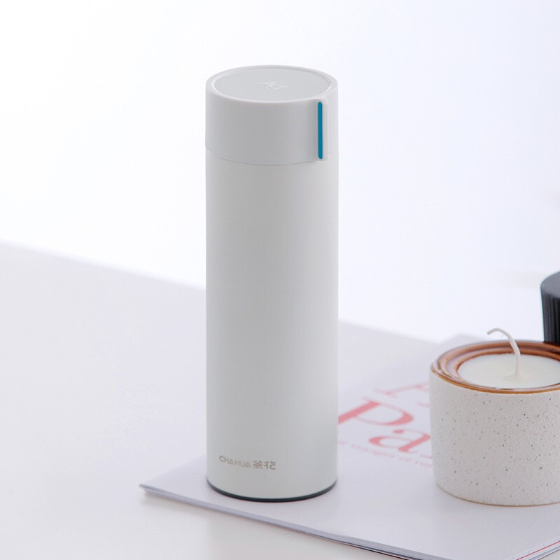茶花（CHAHUA）不锈钢保温杯男女户外旅行水杯便携防滑学生茶杯时尚茶杯外带 白色 450ml