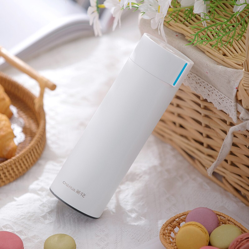 茶花（CHAHUA）不锈钢保温杯男女户外旅行水杯便携防滑学生茶杯时尚茶杯外带 白色 450ml