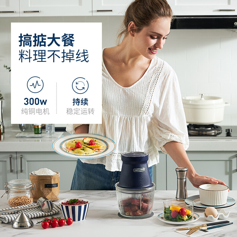 摩飞电器（Morphyrichards） 绞肉机家用无线电动辅食机料理机多功能绞馅机MR9402 A 经典有线款（蓝色）