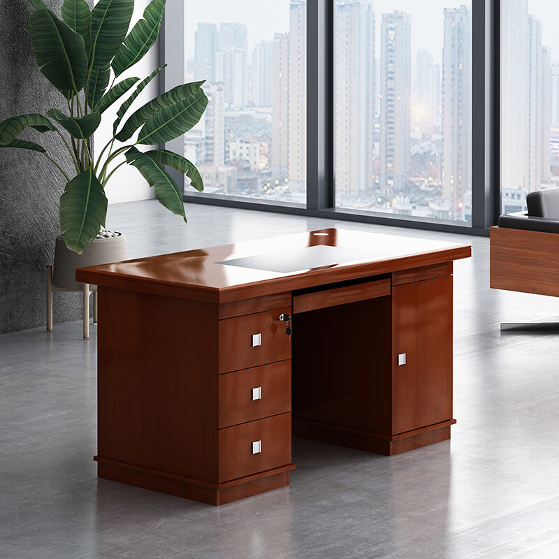 臻远 ZY-BT-20 油漆木皮办公桌电脑桌职员台主管经理桌1.4m 红胡桃色