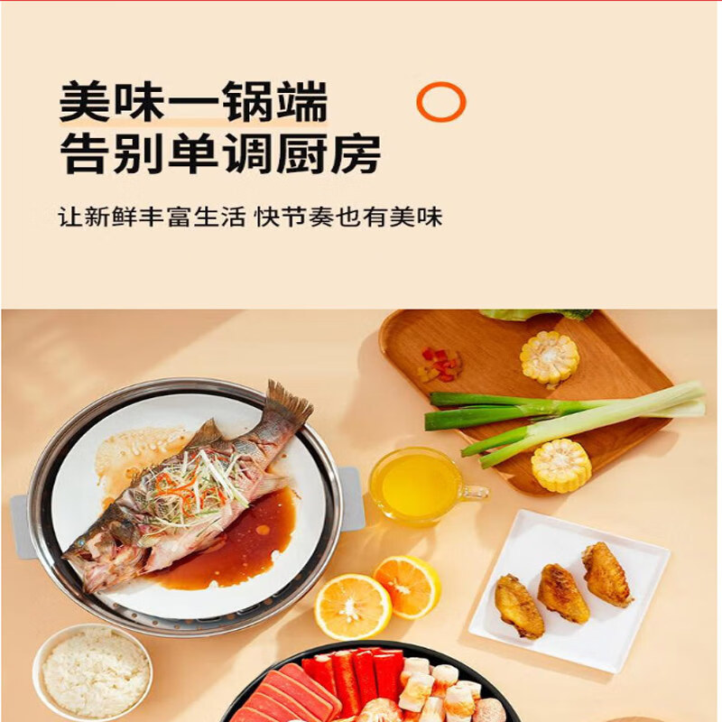 九阳（Joyoung） 电蒸锅DZ50HG-GZ755多功能家用电热锅304不锈钢电火锅多档火力调节配带蒸笼