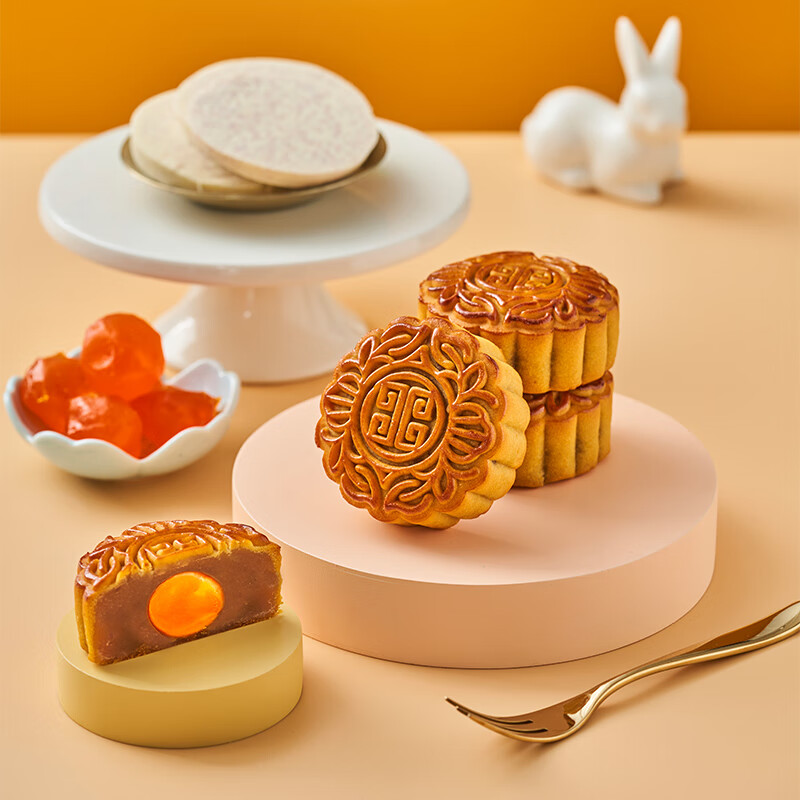 聚春园官方中秋散装奶油香芋月饼经典蛋黄白莲蓉广式豆沙老式五仁传统 奶油香芋月饼60g*3