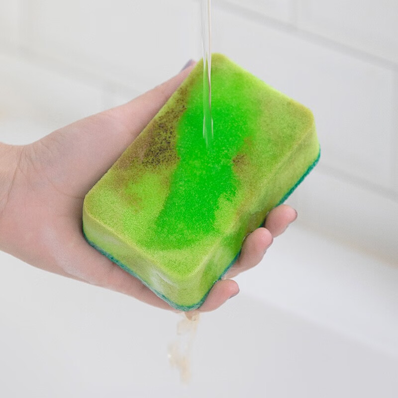 茶花洗碗布百洁布海绵擦加厚厨房刷锅不沾油家用刷碗双面清洁抹布 【2组16片装】平面海绵百洁布