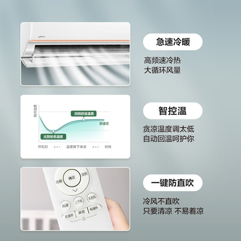 美的（Midea）KFR-50GW/G2-3 2匹 变频冷暖 空调挂机 三级能效 （一价无忧5米铜管）企慧购