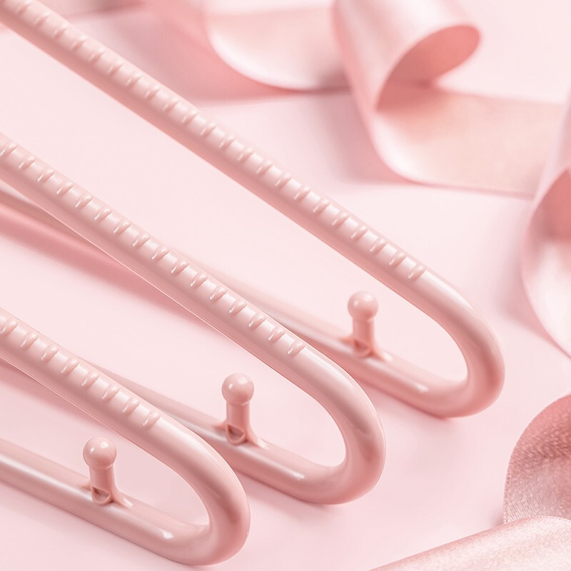 茶花衣架加厚加粗塑料防滑衣服撑大人挂晾晒衣架大码晒晾家用24只 【4组24只】浅红色