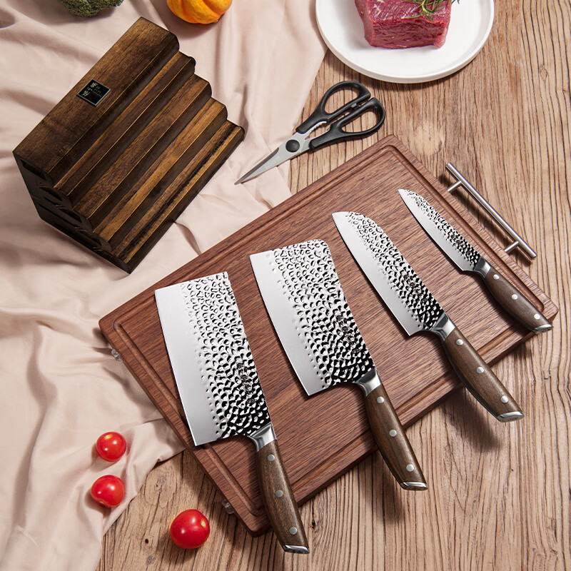 张小泉不锈钢刀具菜刀套装家用菜刀厨房套刀锤点防粘切菜刀斩骨刀实木柄 锋悦六件套 6件套