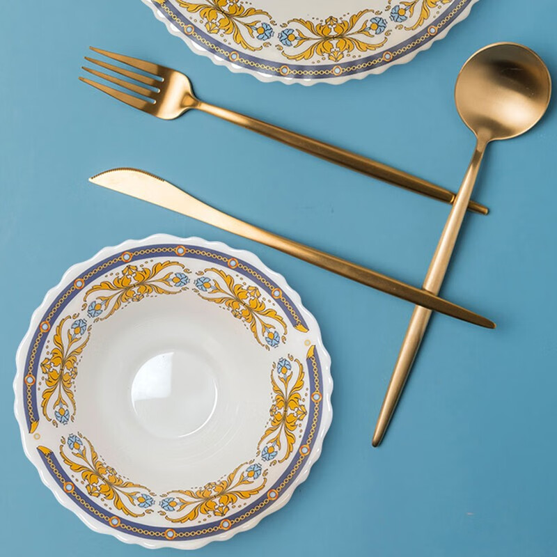 康宁餐具 餐具套装耐高温玻璃碗碟盘套装 彭巴杜夫人 餐具12件套A 12头