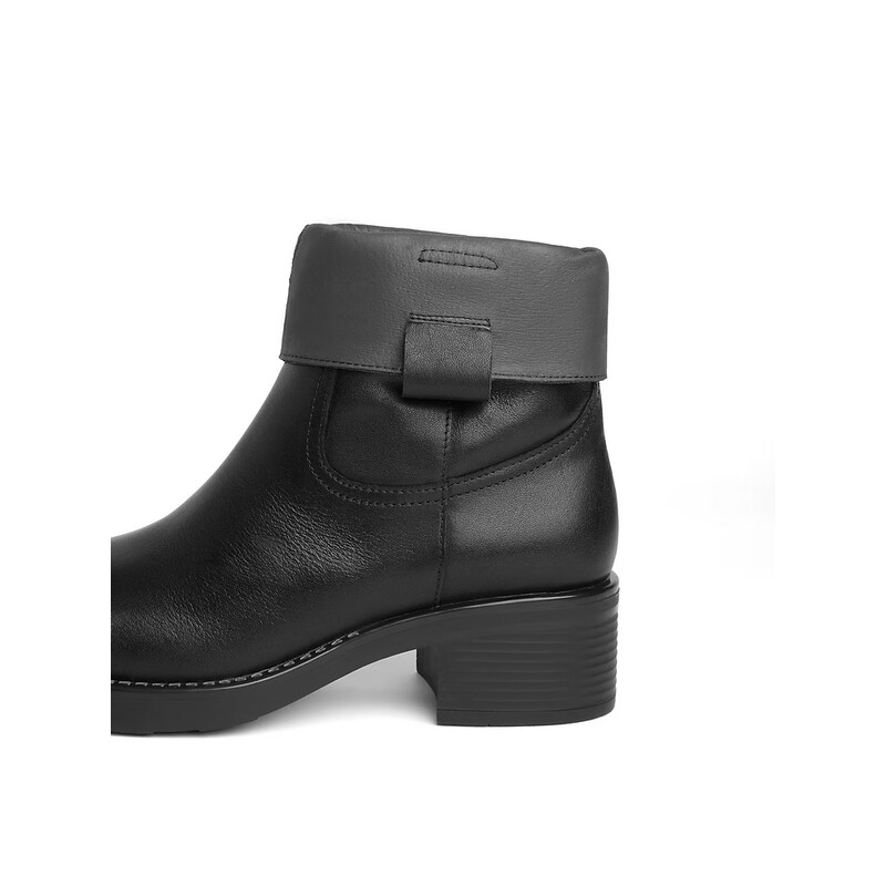 百丽擦色复古休闲靴女2023冬季新商场同款方头废土风短靴BAW65DZ3预售 黑色 37