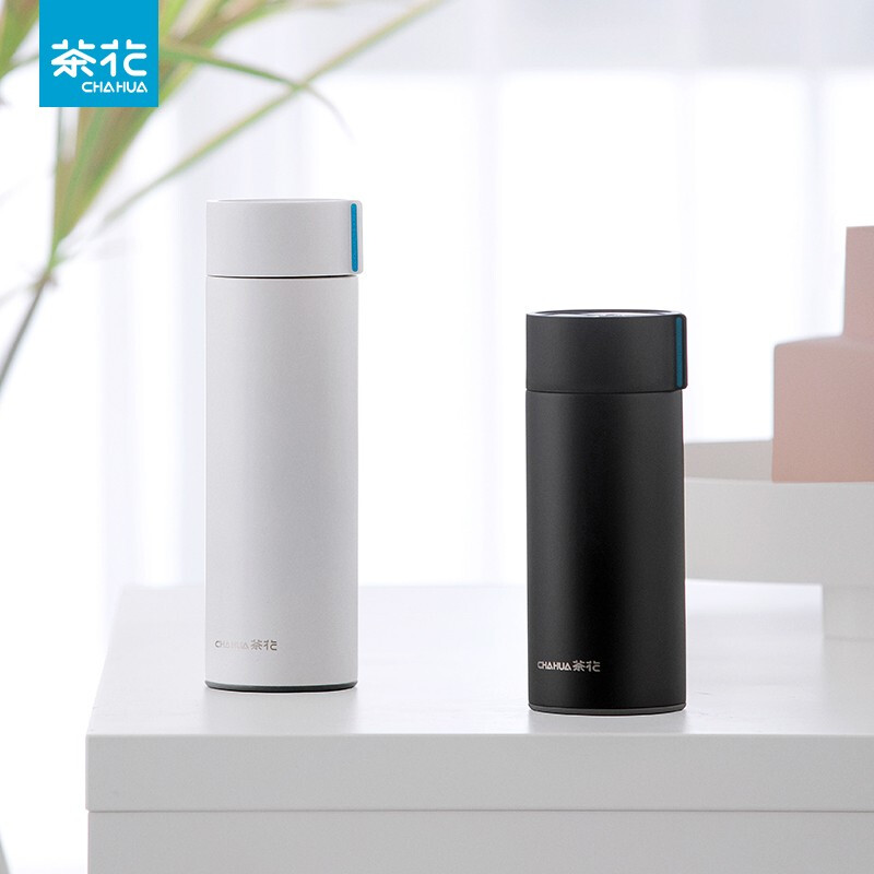 茶花（CHAHUA）不锈钢保温杯男女户外旅行水杯便携防滑学生茶杯时尚茶杯外带 白色 450ml