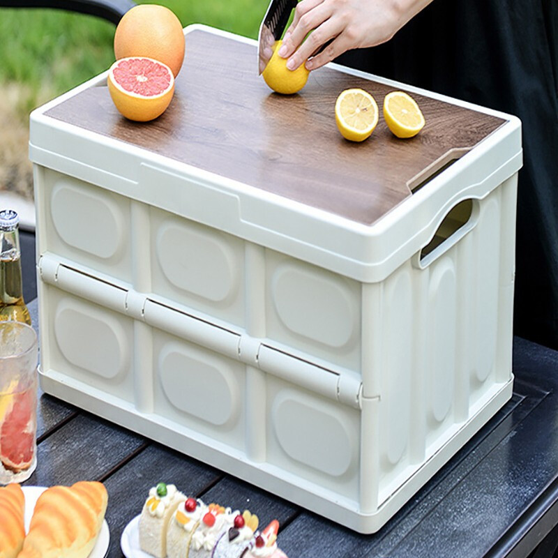 清系户外露营收纳箱折叠箱家用车载用后备箱置物箱大号容量整理储物盒 白色小号【30L】