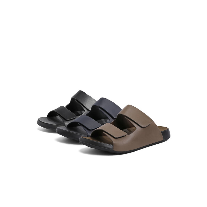 百丽真皮拖鞋男2023夏季新款商场同款牛皮清爽凉拖7YN01BT3 黑色 43