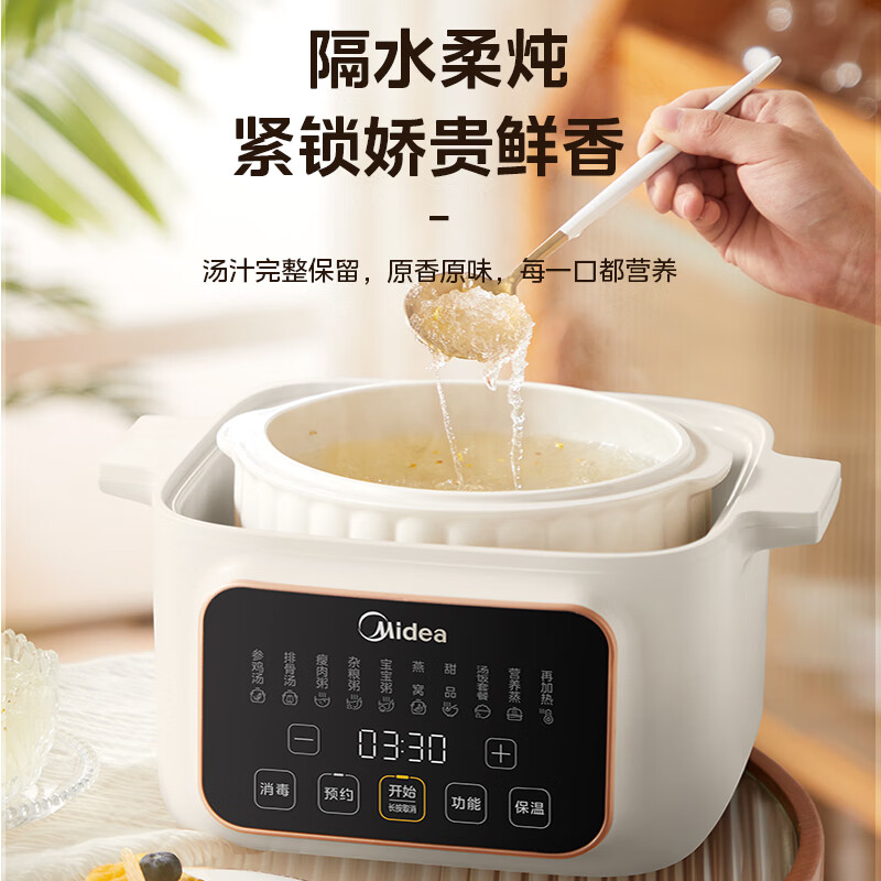 美的（Midea）电炖锅 电炖盅 煲汤炖汤锅 蒸锅电蒸锅 隔水炖锅婴儿辅食煮粥锅 燕窝炖盅 MD-DZC2502 2.5L