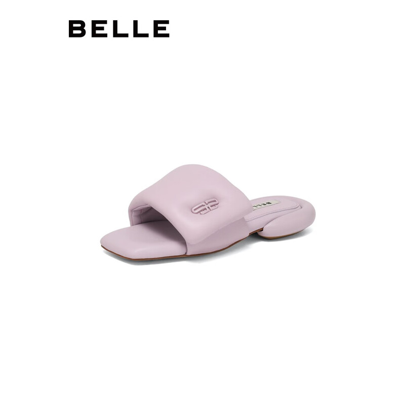 百丽【刘雯同款】嘭嘭一字拖女2023夏季新商场同款凉拖BIA32BT3 紫色 35