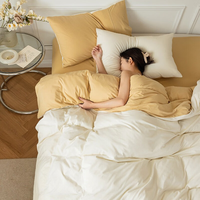 Tri-polar天竺棉四件套全棉针织床上用品床单被套枕套 TP2754 双拼-黛莎 1.8m床单款四件套