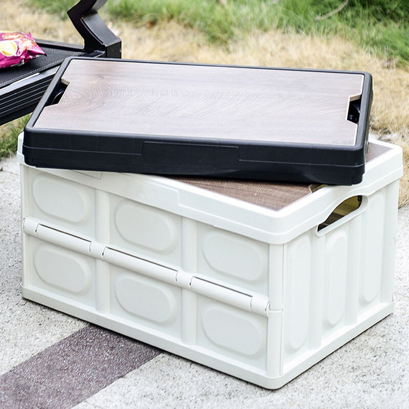 清系户外露营收纳箱折叠箱家用车载用后备箱置物箱大号容量整理储物盒 白色小号【30L】