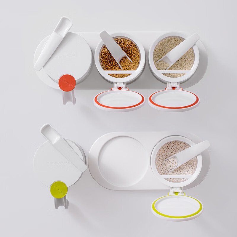 茶花圆点调味盒玻璃盐罐厨房用品厨房圆点玻璃调味架调料罐 圆点三组玻璃调味瓶 绿色