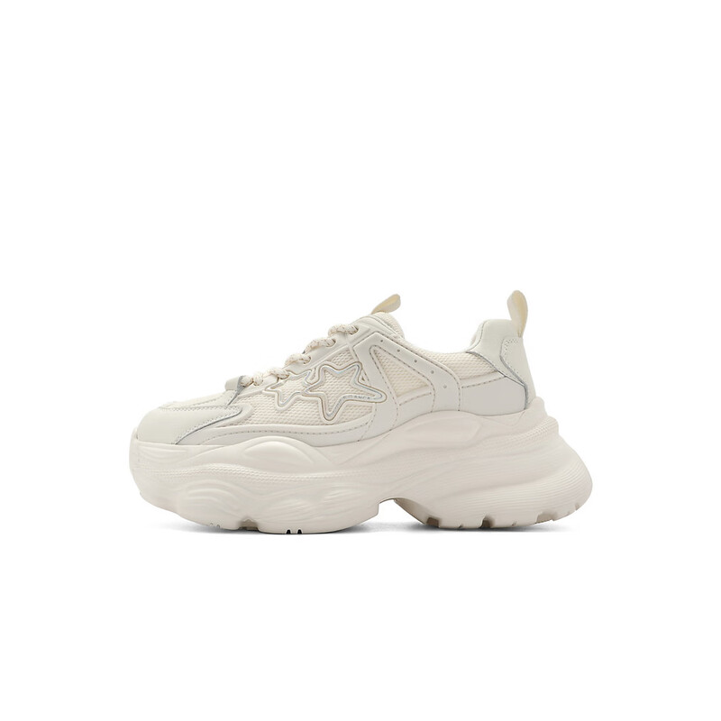 百丽星星老爹鞋女2023秋季新商场同款厚底增高运动鞋Z9W1DCM3 米色 38
