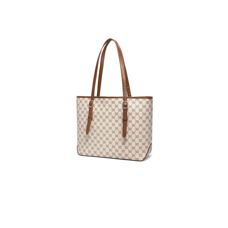 百丽包包女2023冬季新款复古通勤大容量单肩手提托特包X9223DX3预售 杏色 F