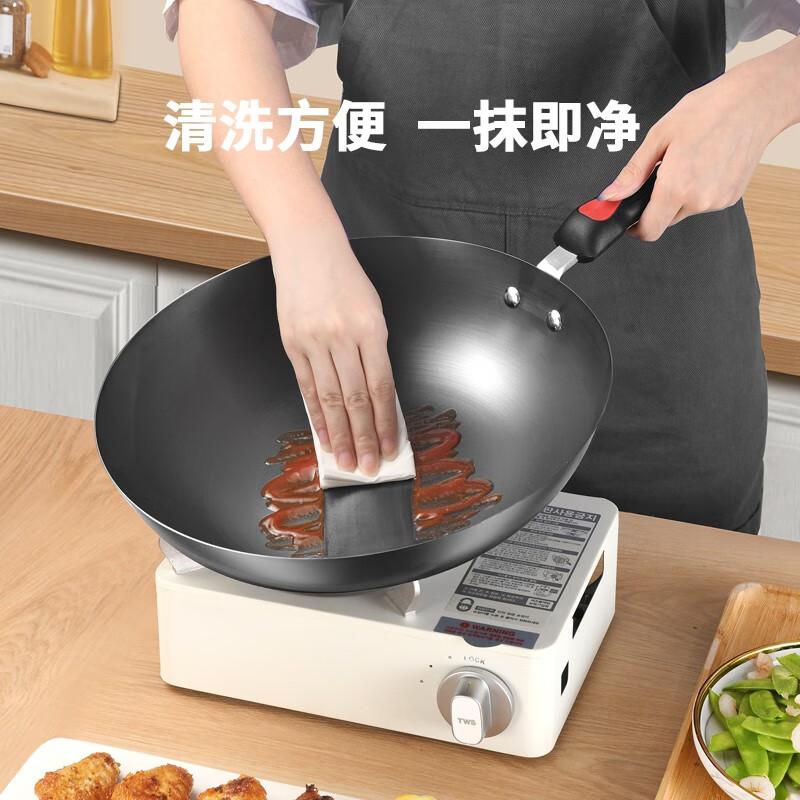 康巴赫精铁无涂层家用炒菜锅32cm 电磁炉燃气灶通用 福运精铁锅CJP32A1