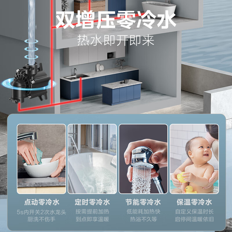 美的（Midea）双增压 零冷水 水汽双调 家用燃气热水器 天然气 金刚速热 密闭稳燃仓JSQ30-16XP5*