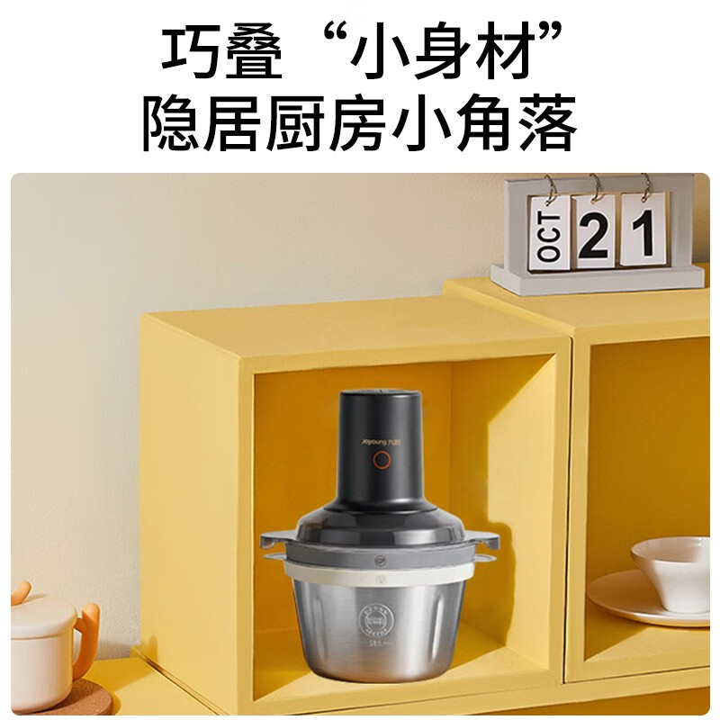 九阳（Joyoung）绞肉机家用电动多功能料理机搅拌婴儿辅食机切菜绞馅不锈钢双碗碎肉机S20-LA570