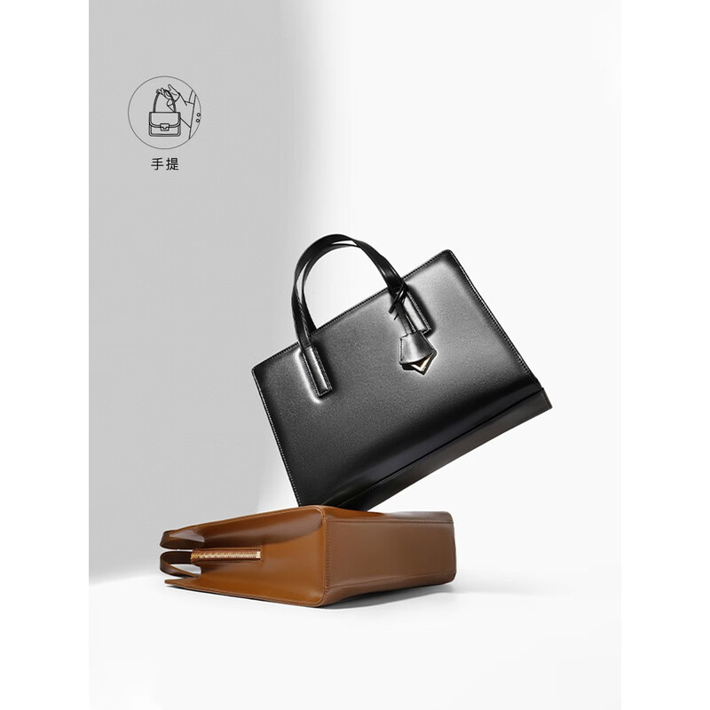 百丽复古大容量托特包商场同款手提包21175DX2 典雅黑 F
