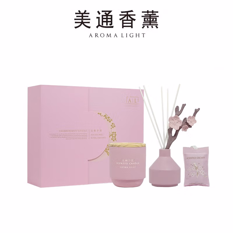 美通艾洛玛Aroma Light 花映夕岚香薰礼盒G07-AL23032 粉色 礼盒