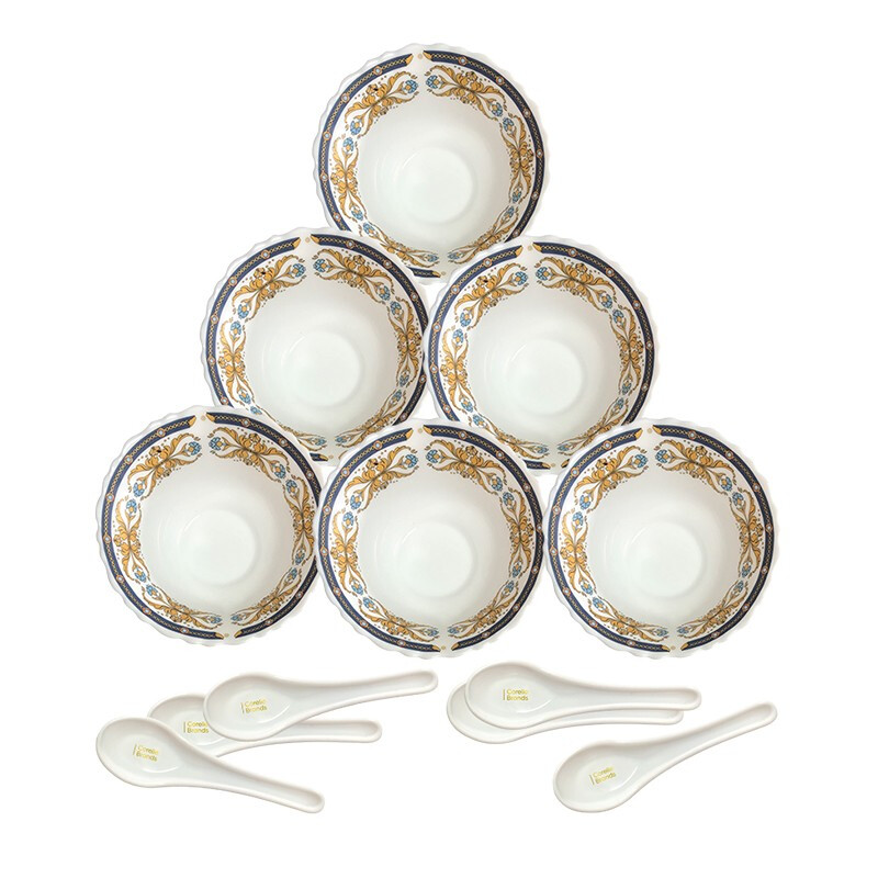 康宁餐具 餐具套装耐高温玻璃碗碟盘套装 彭巴杜夫人 餐具12件套A 12头