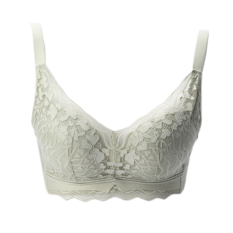 TUORen驼人康君内衣性感蕾丝女士文胸抗菌聚拢无钢圈舒适送女友浪漫礼物 雅黑 XL【85A-80B-80C】