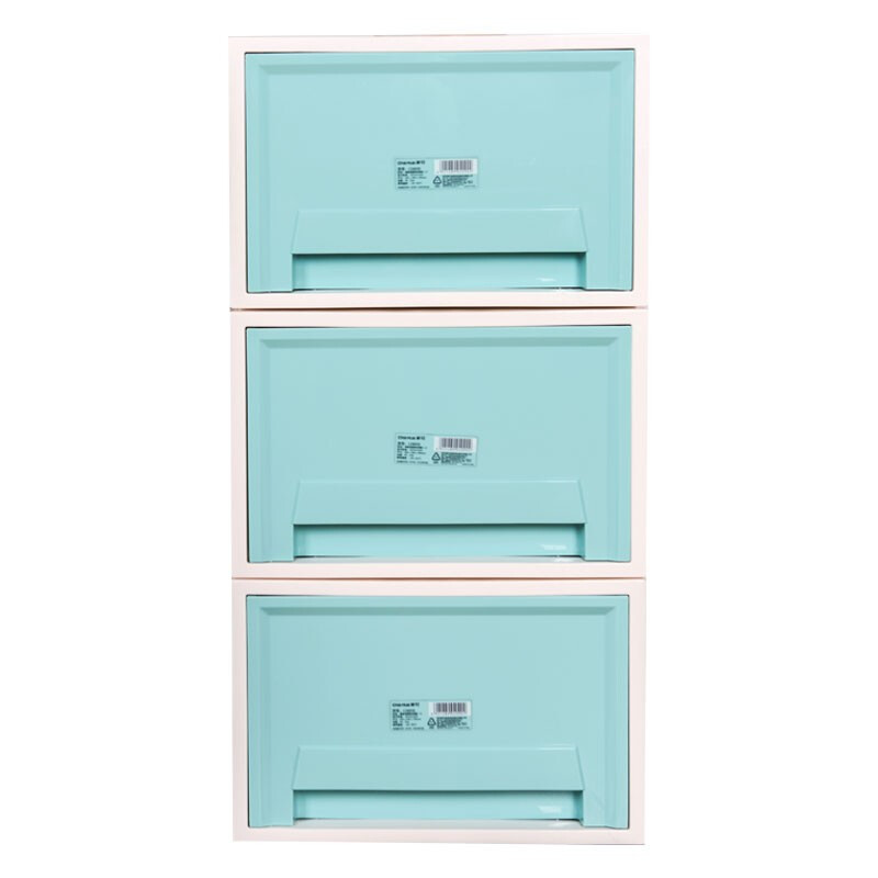 茶花（CHAHUA）茶花抽屉收纳柜塑料收纳箱 【三只装】马卡龙粉 3层装
