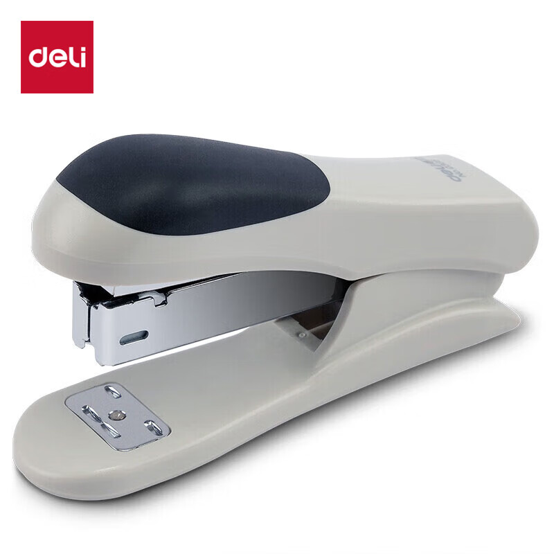 得力(deli)12#轻巧便携订书机 25页办公桌面订书器 办公用品 白色0305