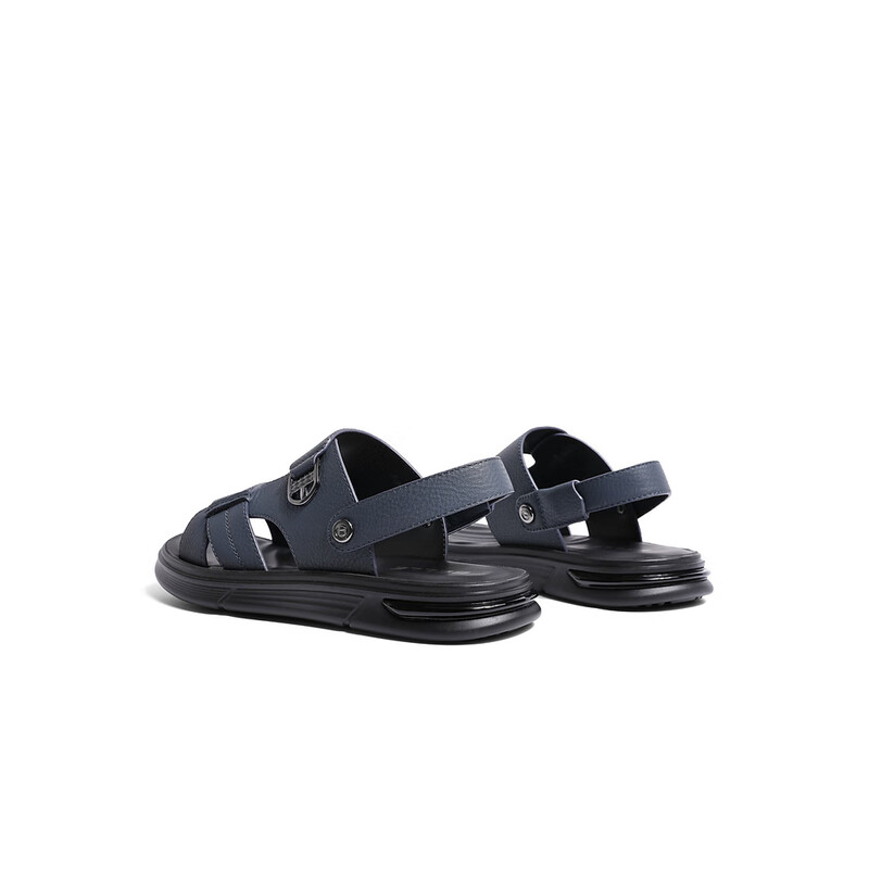 百丽百搭凉鞋男2023夏季新款牛皮两穿皮清爽透气凉鞋A1098BL3 蓝色 40