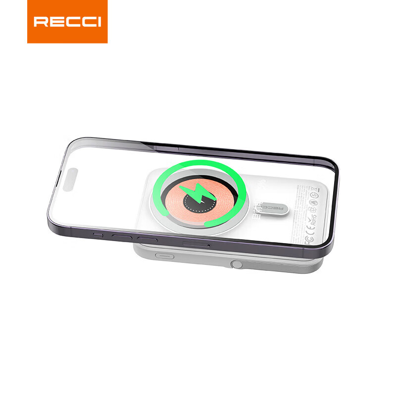 RECCI锐思RPB-W08C移动电源磁吸充电宝一万毫安机械师PD22.5W+20W 白色