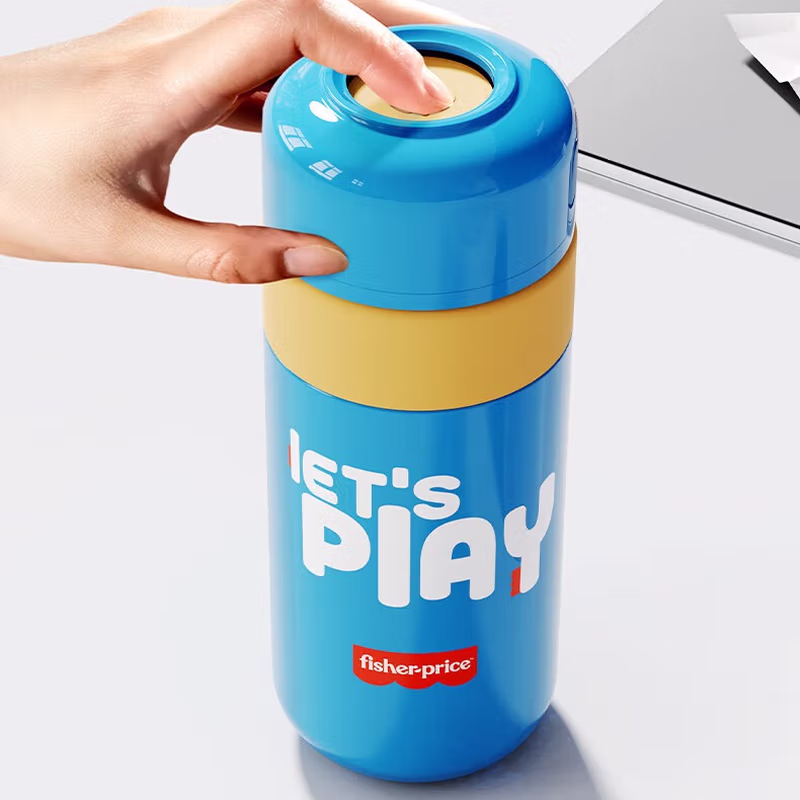 费雪（Fisher-Price） 便携速开保温杯 FP-B017 350ml 40个/箱 (单位:个) 海盐蓝、元气黄随机(平台编码:565641)