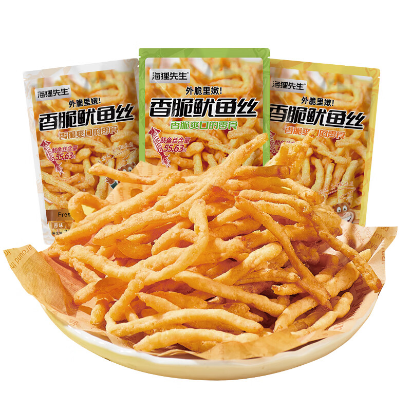 海狸先生油炸香脆鱿鱼丝韩式芥末鱿鱼条黄油蒜香追剧下酒海味零食