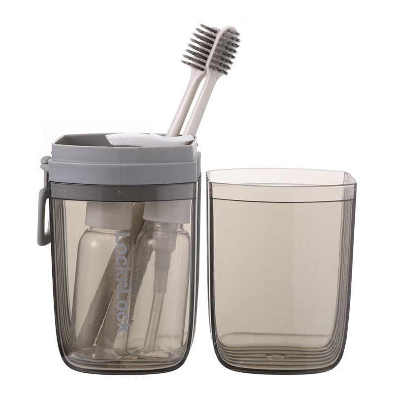 乐扣乐扣旅行洗漱杯套装功能齐全小巧分装瓶便携出差易清洗透明灰5件套 LTZ524FU灰色