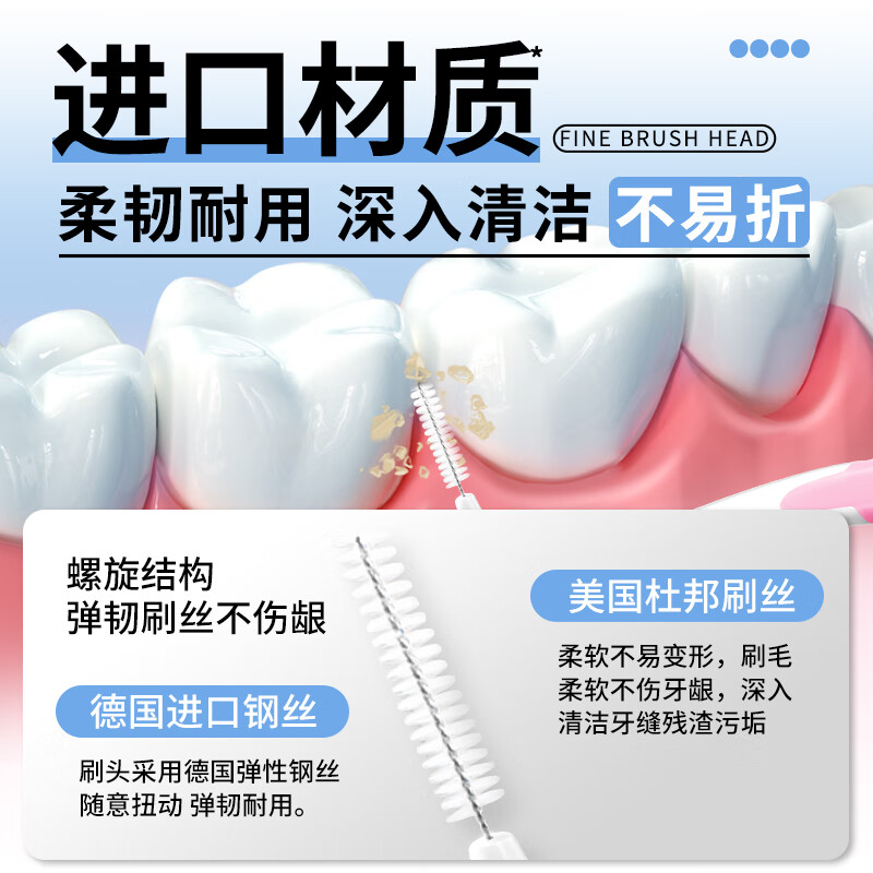 皓齿舒国药控股正畸专用牙缝刷间隙牙间刷l型L型牙刷牙签牙齿清洁器牙刷 0.8mmL型牙缝刷【20只装】 【国药控股/安心方便/进口刷头】