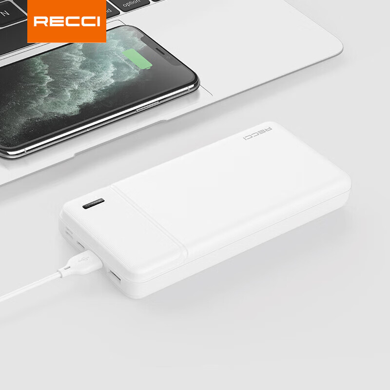 RECCI锐思Recci充电宝一万毫安RPB-N16C/17C支持USB口双向Type-C输入输出两万毫安多口兼容 白色 20000毫安【RPB-N17C】